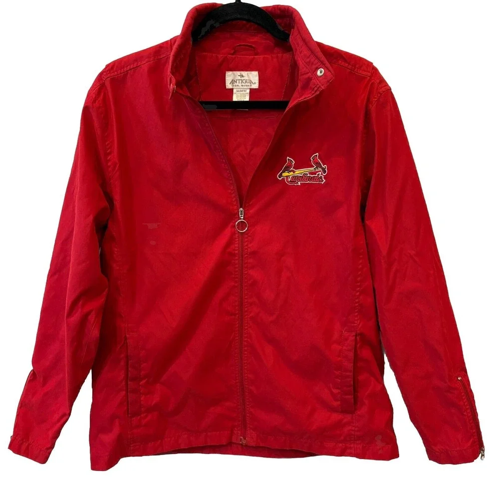 Vintage Antigua St. Louis Cardinals Baseball lLined Women's Red Jacket Coat Sz M